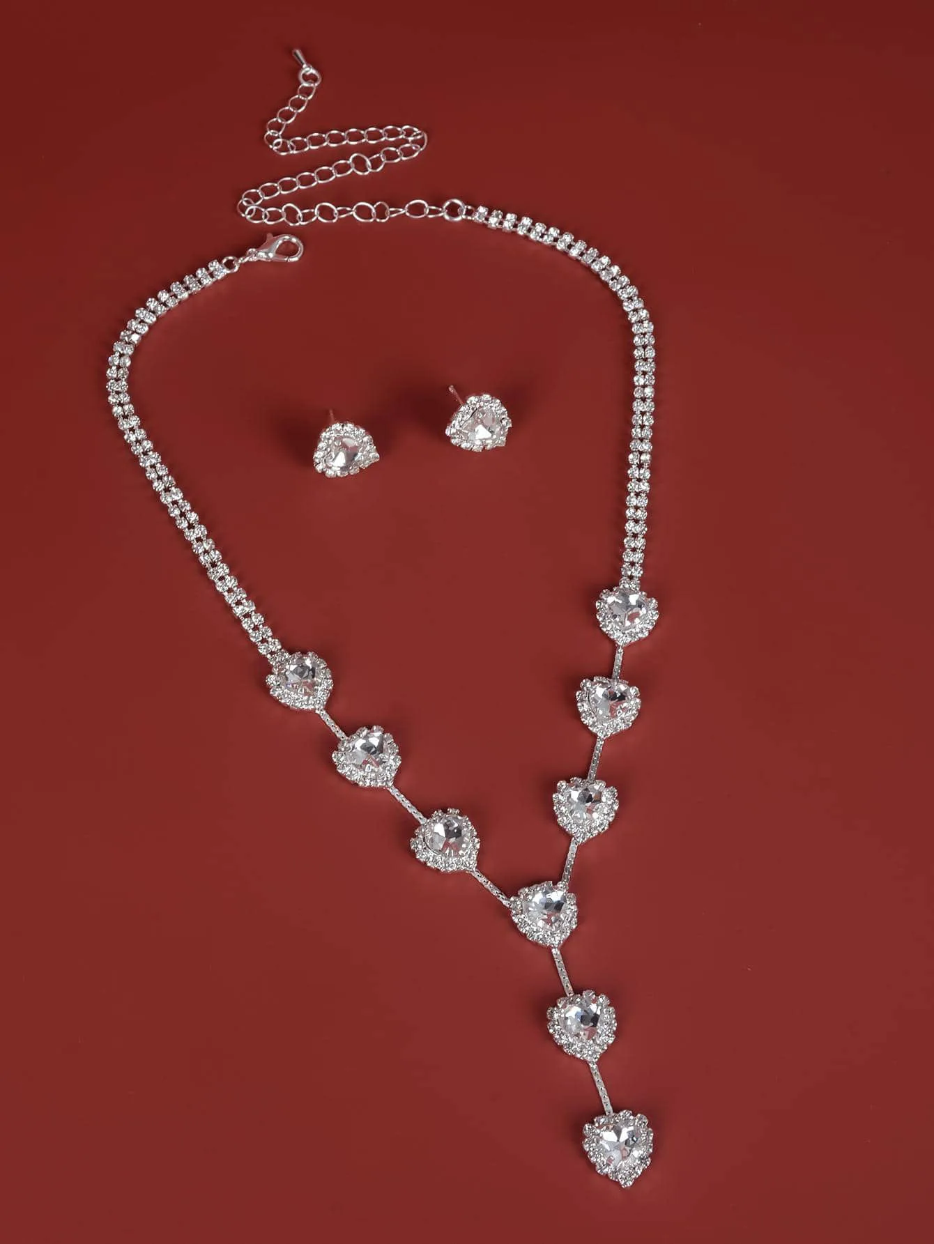 Top Quality Simple Style Crystal Heart Middle East Jewelry Set Wedding Accessories Elegant Necklace Earrings Bridal Jewelry Set