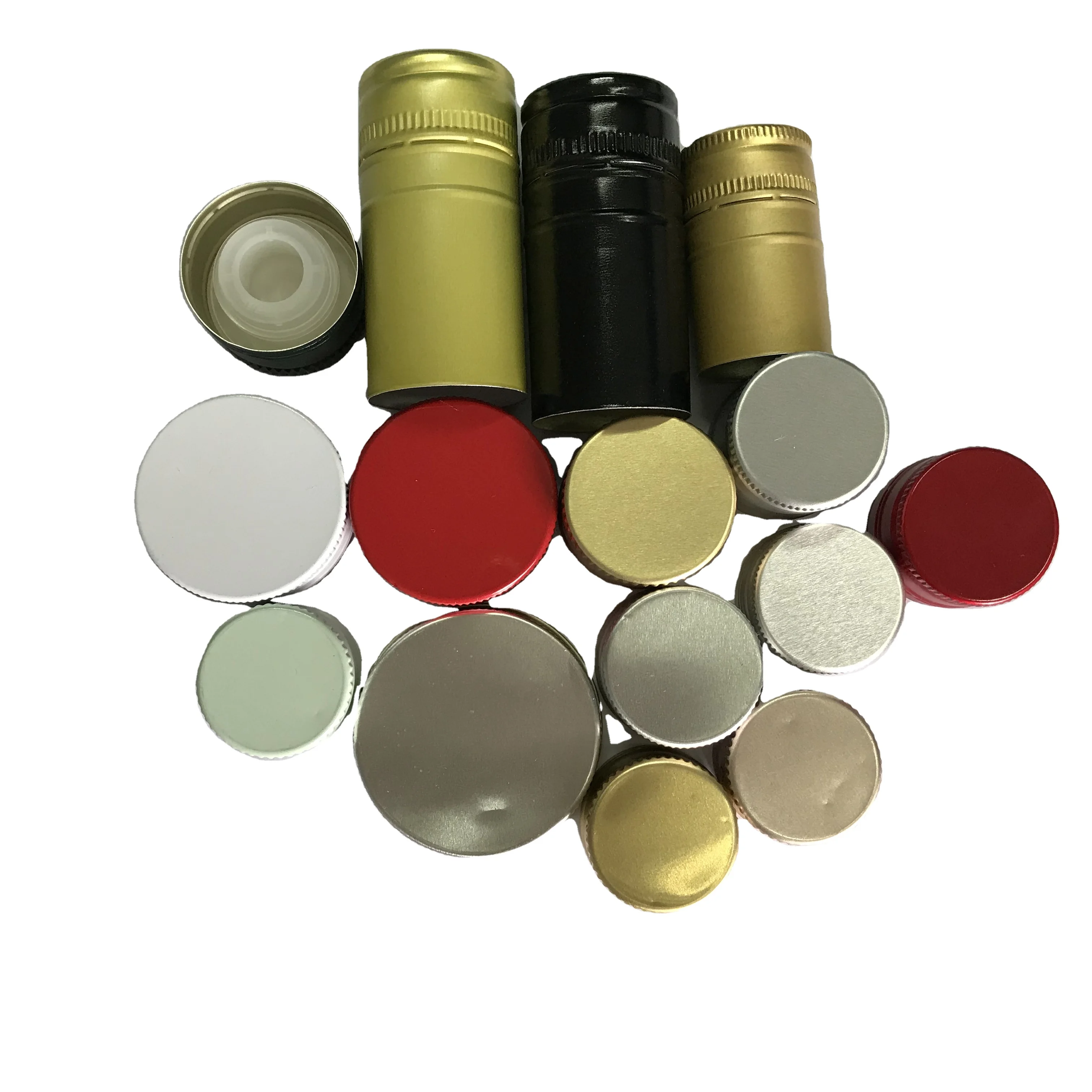 Custom Logo ROPP Aluminum Screw Bottle Cap Metal Pilfer Proof Twist Off Closure For Wine Tamper Proof Threaded Lids For Beverage