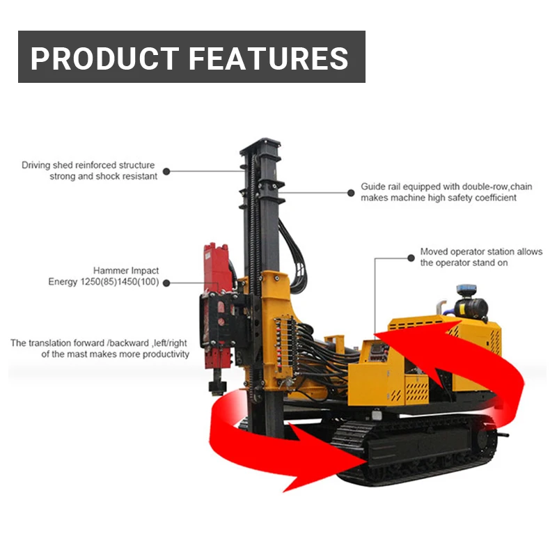The factory-direct GPS photovoltaic solar pile driver is suitable for photovoltaic power stations, sold well in many countries