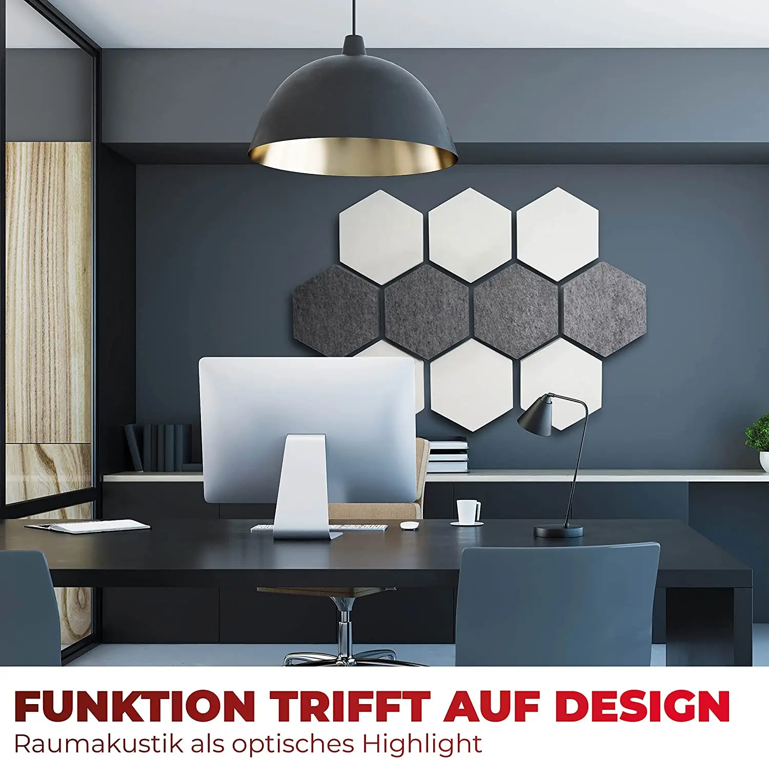 Pet Felt Sound Proof Wall Panel White Polyester Fiber Hexagon Acoustic Panel