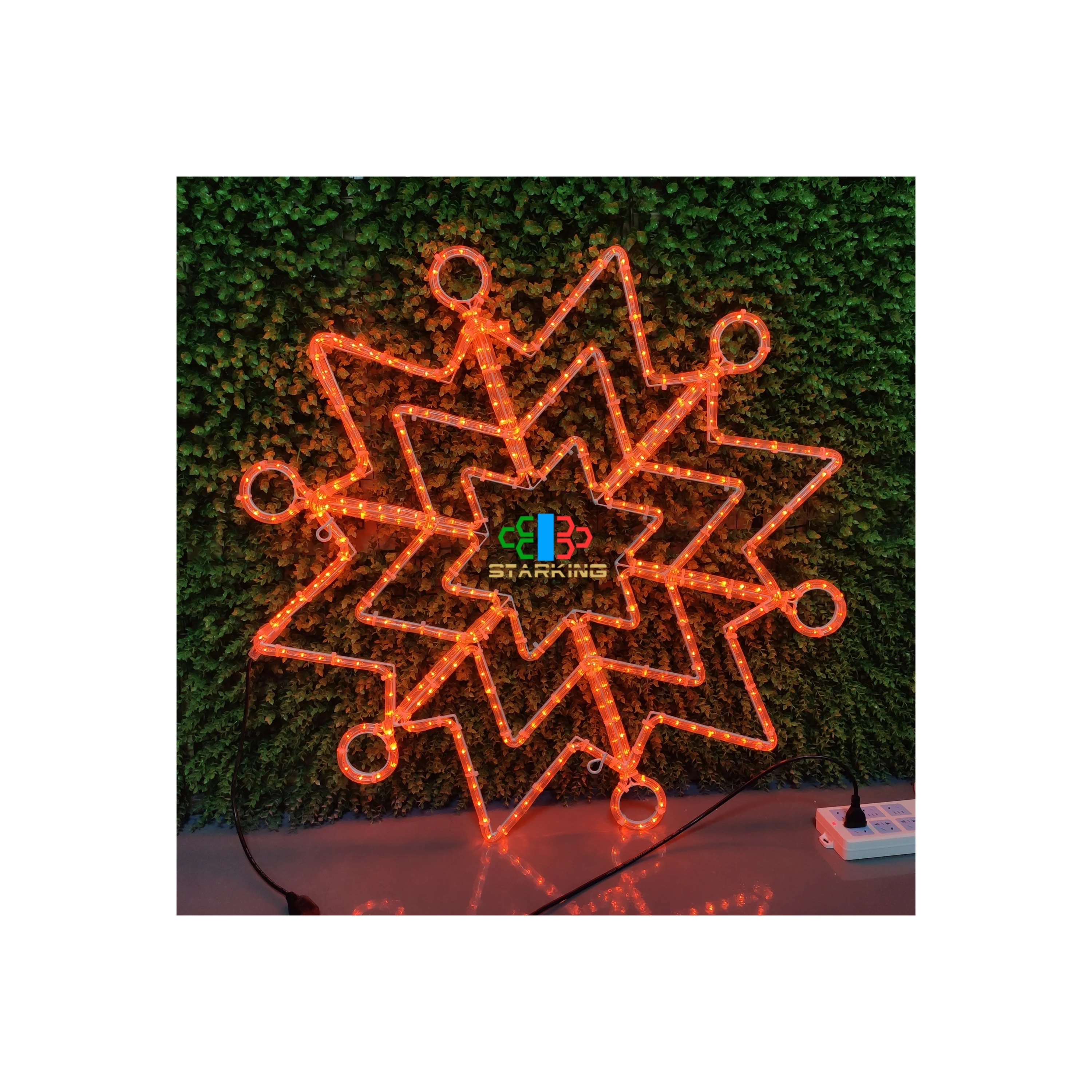 
Outdoor decoration light orange snowflake 90cm motif light LED rope light 