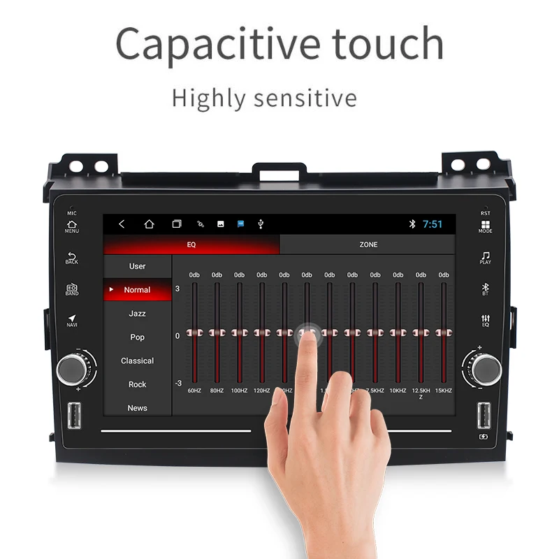 Android 11 2.5D touch screen IPS Car DVD Player for Toyota Prado 120 Land Cruiser 2004-2009 WIFI GPS BT Stereo Audio radio