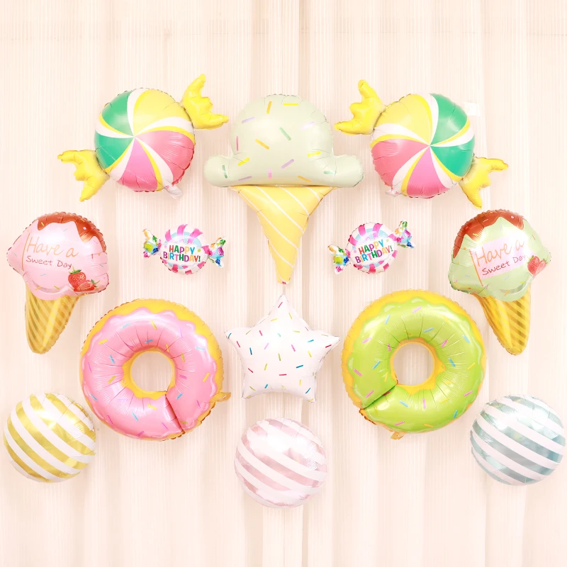 2024 New Arrival Donuts Shape Bright Color Helium Quality Foil Balloons For Birthday Party Decoration