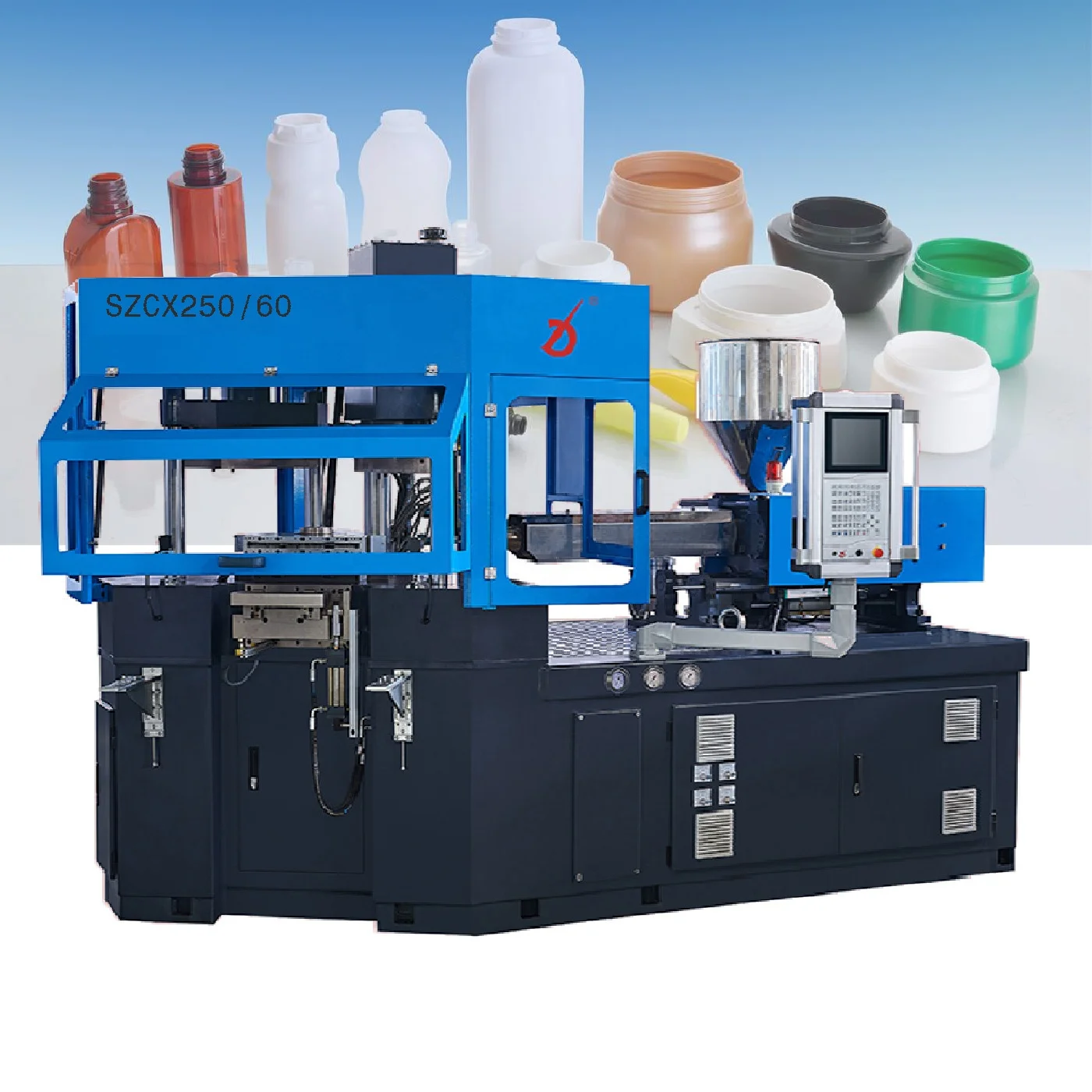 HOT SELLING model SZCX250/60 plastic bottle shampoo body cream skincare jar vial container IBM injection blow  molding machine