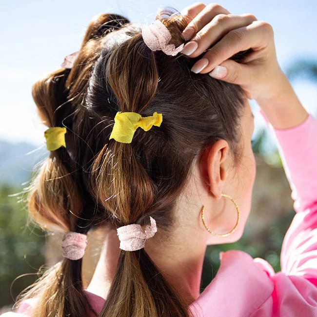 100 Pack No Crease Soft Ribbon No Damage Pony Tails Yoga  Elastic Bracelets Sport Elastic Knotted Hair Ties SetsFor Women