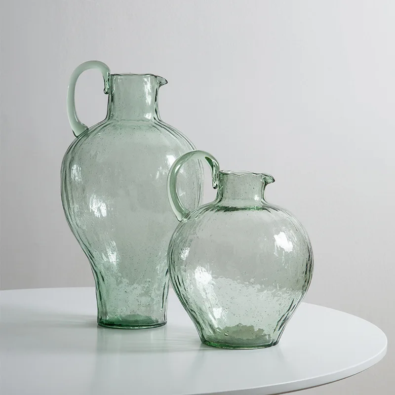 Crystal glass vase horse drunken wood flower vase light luxury retro living room home decoration ornaments clear glass vase