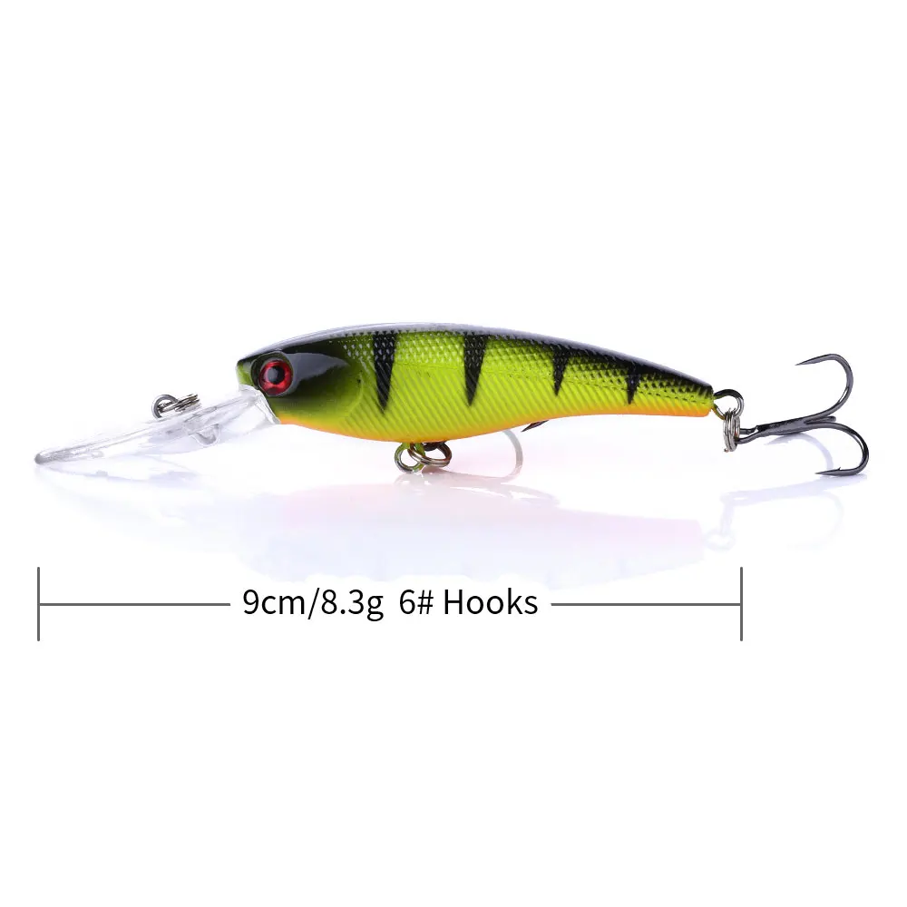 Wholesale 9cm 8.3g Artificial Hard Plastic Bait Sinking Minnow Fishing Lures with Long Tongue Board