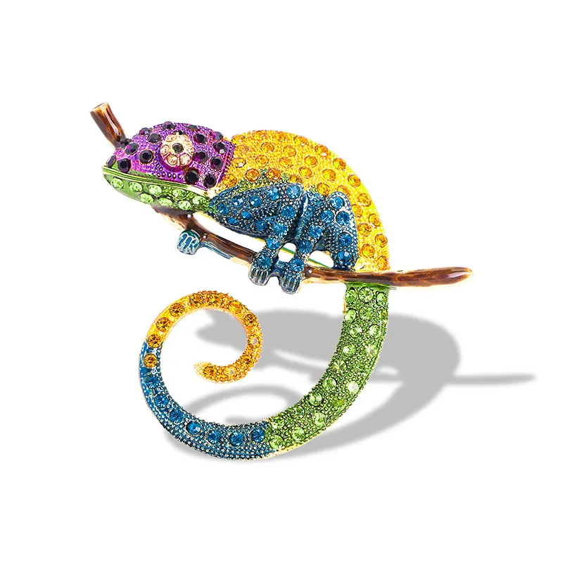 Luxury Lizard Chameleon Animal Brooch Pins Clothing Accessories Corsages Scarf Clip Fashion Brooches for Mens Womens Suits