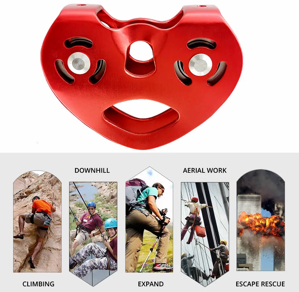 25KN Heavy Duty Zip Line Equipment Trolley Pulley for ropes caving work