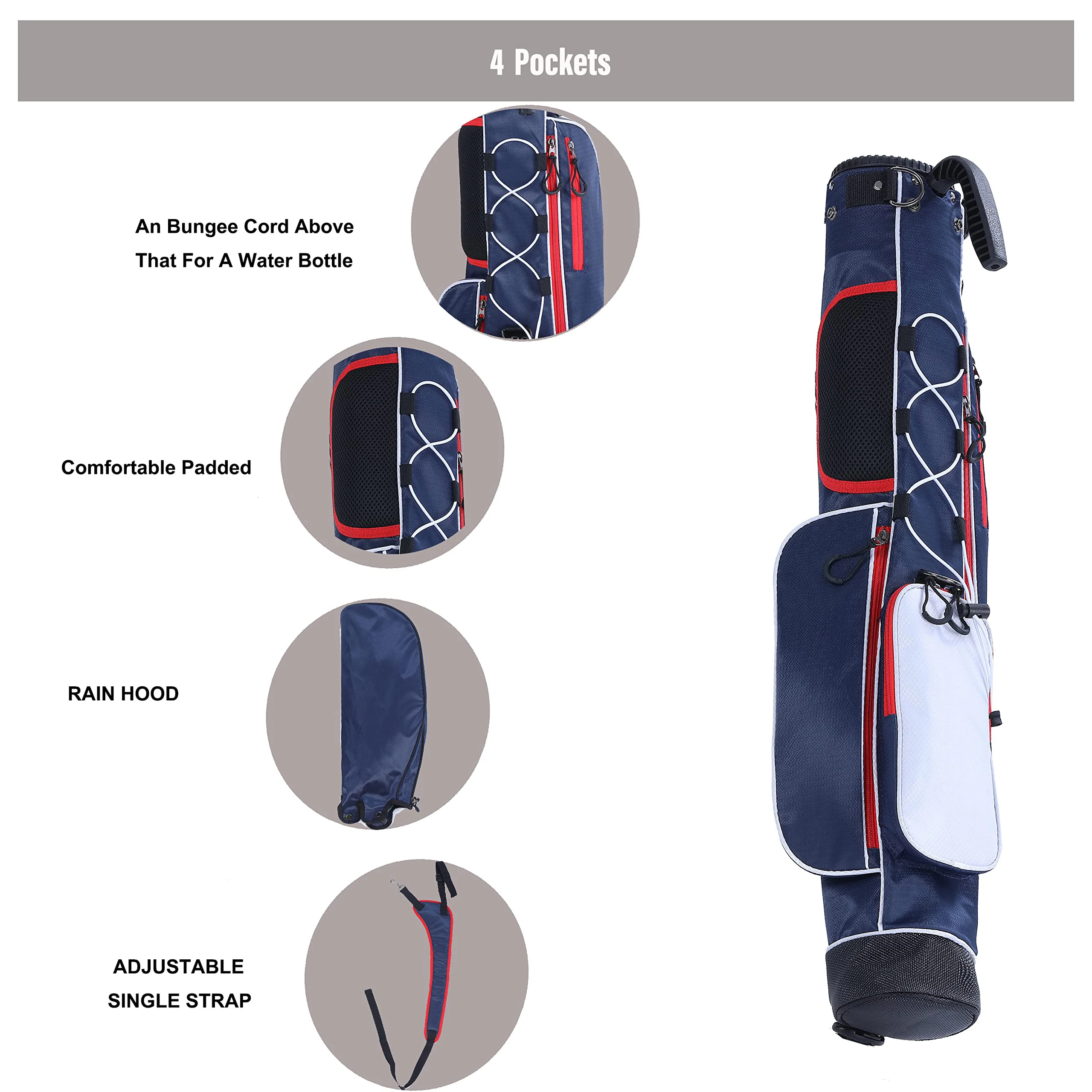 Wholesale Golf Travel Bag Durable Golf Bag with 2 Wheels Protect Your Equipment Lightweight Golf Stand Bag with Strap and Cover 3
