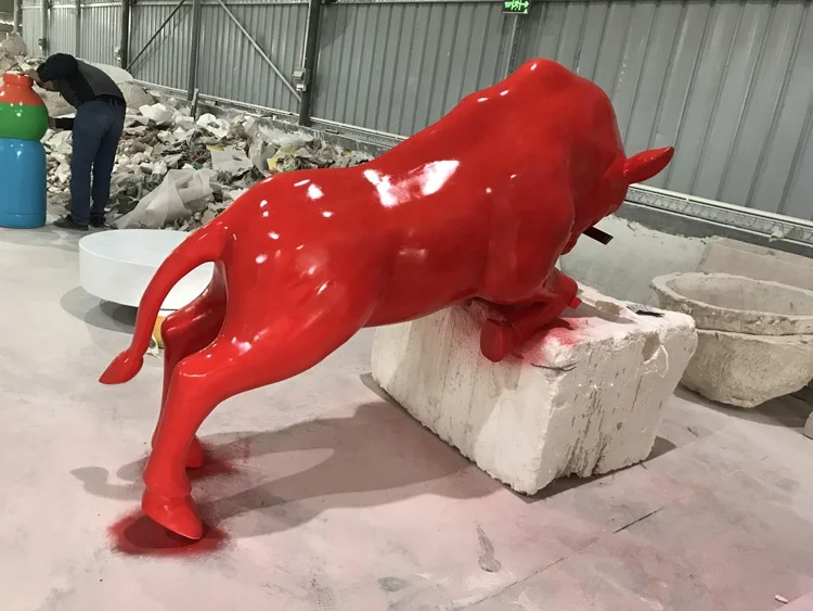 Fiberglass red bull Resin craft animal models for sale  Outdoor Art Deco sculpture ornaments Cartoon decoration gift props