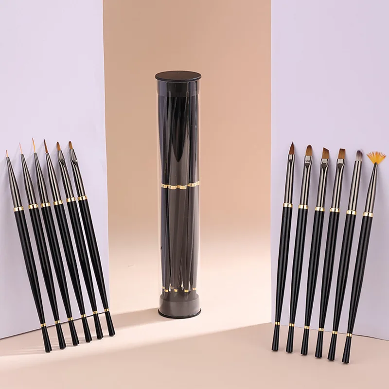 2021 Factory Customized Gel Oval Nail Art 3D Brush Pure Kolinsky Acrylic Brush Set  Nail Pen Set Painted Drawing