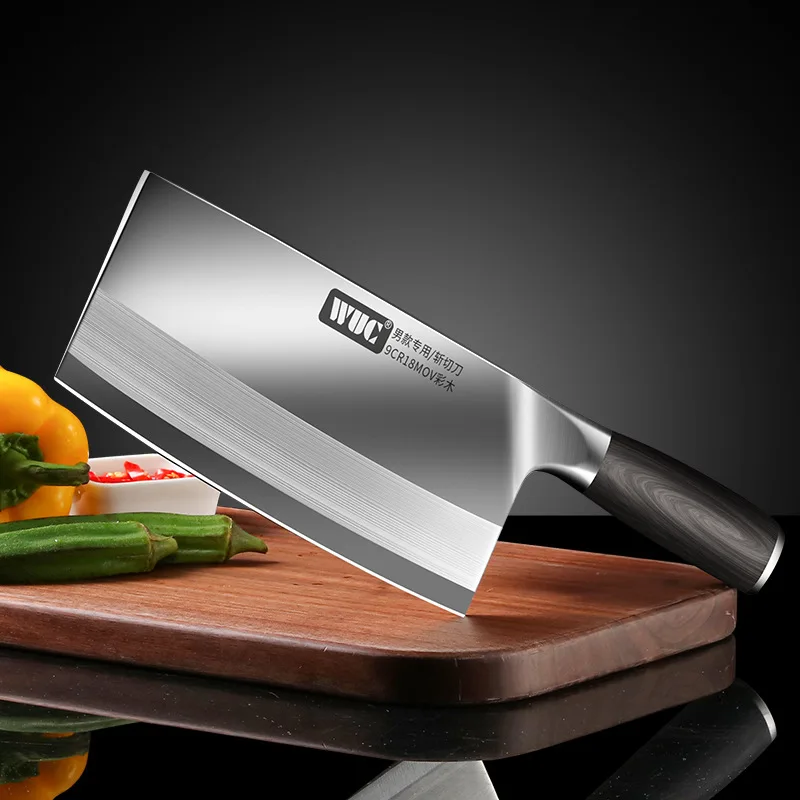 Hot selling butcher knife sharp stainless steel wooden handle minced meat sliced fruit and vegetable Chinese kitchen knife