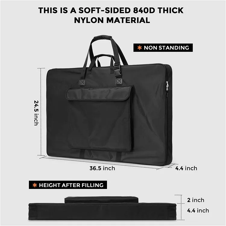 Waterproof Nylon Artist Carrying Art Portfolio Bag Soft Sided with Shoulder Strap, Storage Case for Artwork Sketch Drawing