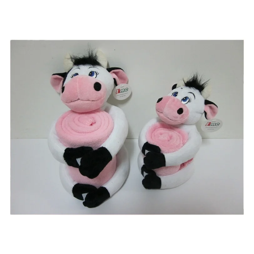 JM8364-1 Children Blanket with  Cute Soft Toy Cow
