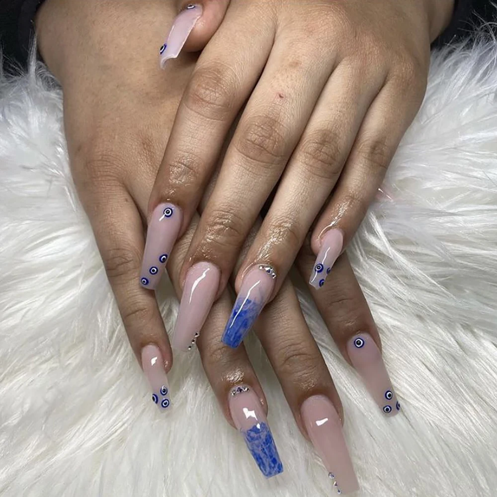 
Hot Sales INS Style Gradient Color Full Cover Artificial Fake Nail Tips 