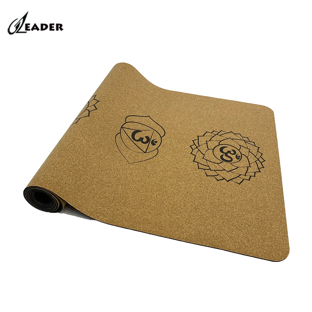 Wholesale Custom Logo Eco Printed Natural Rubber Tpe Matt Block Ball Bag Set Thick Cork Yoga & Pilates Mat With Logo Strap