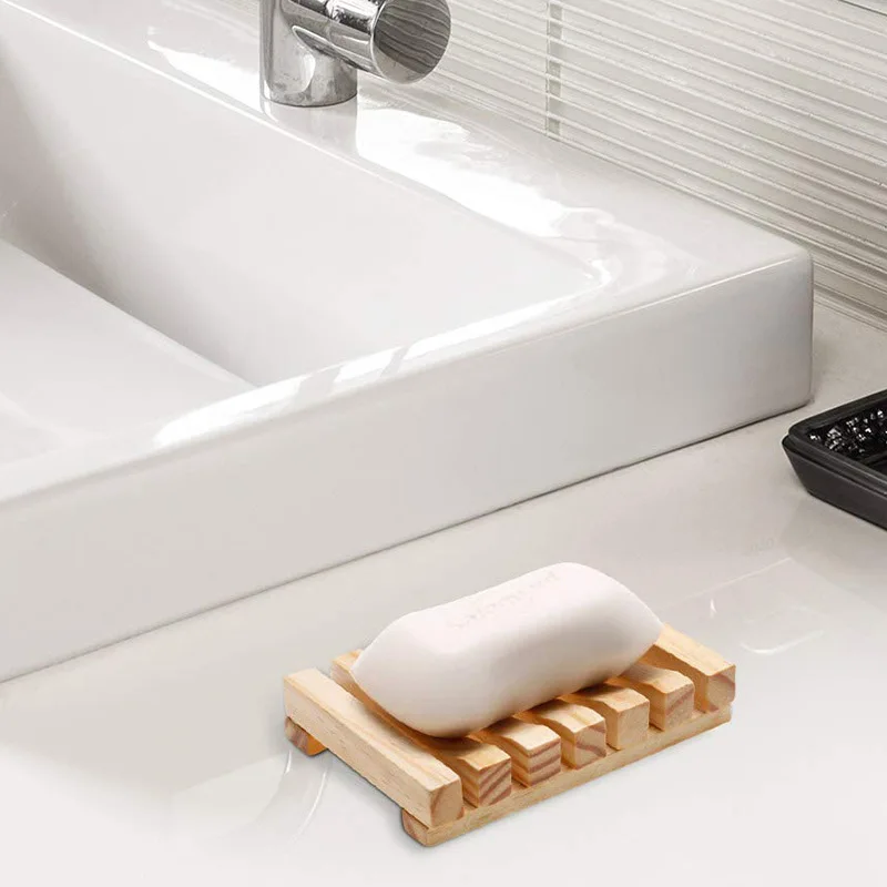 Wooden Natural Bamboo Soap Dishes Tray Holder Storage Soap Rack Plate Box Container Portable Bathroom Soap Dish Storage Box