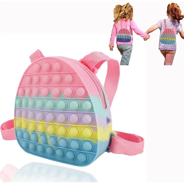 New Design Sensory Silicone Kids Bubble Pops Fidget Backpack Anxiety Stress Relief Fidget Toy Bag