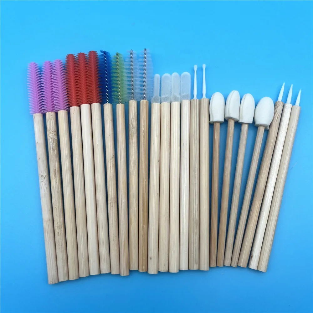 Hot selling eco-friendly bamboo handle nylon hair disposable eyeliner brush disposable bamboo makeup brush