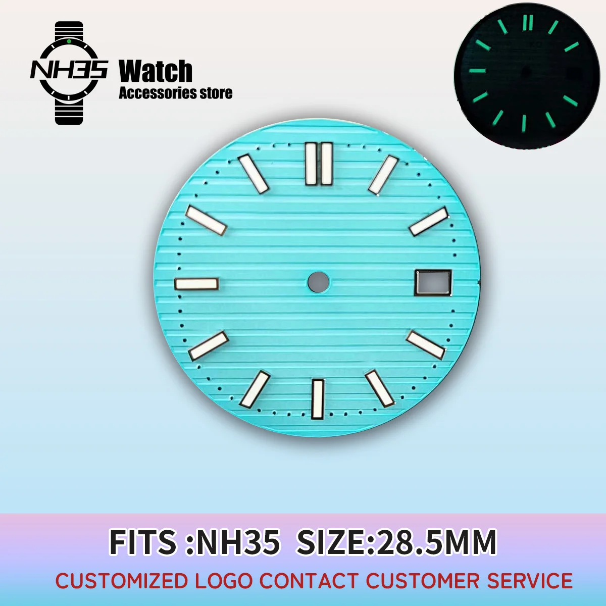 NH35 Dial for Seiko Nautilus Case 29.5mm Fit NH35A Automatic Movement Support Custom LOGO Green Luminous Blue Black Color Watch