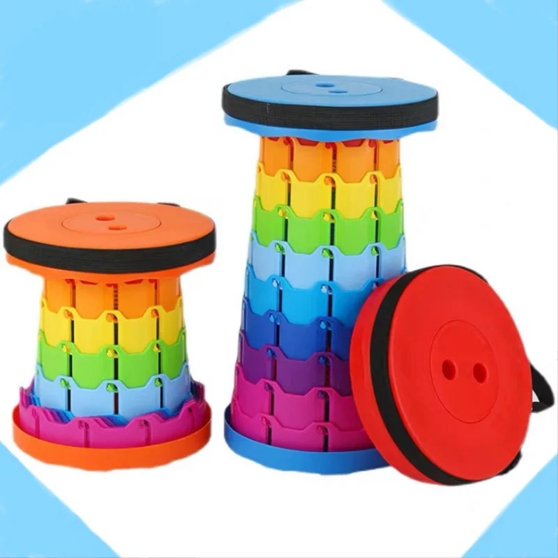 Wholesale Good quality PP Round colorful Collapsible portable retractable folding stool