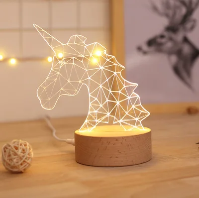 Creative wooden pedestal 3D LED lights /LED table lamp/desk lamp