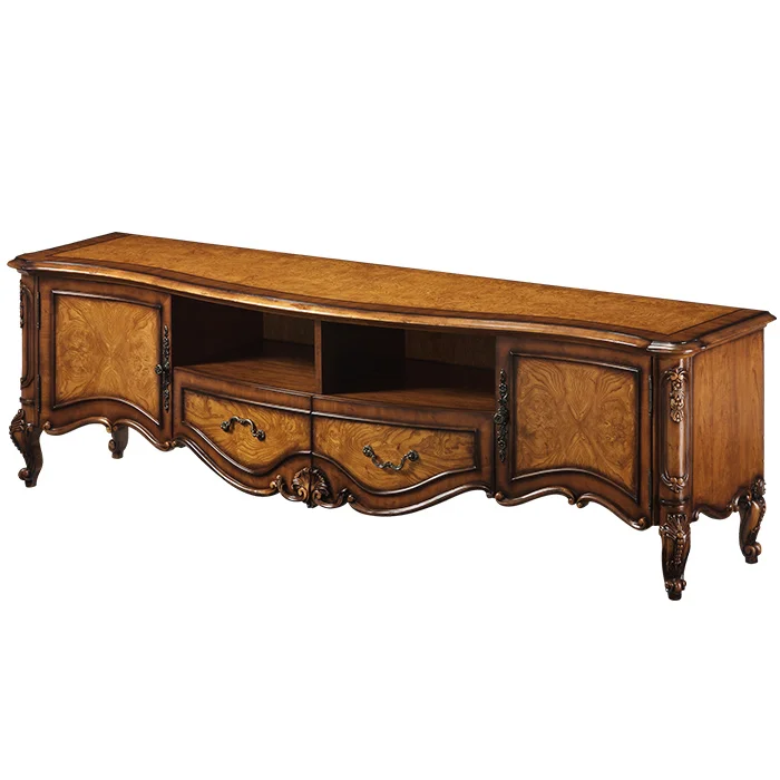 Living Room TV Stand Commercial Set Classic Cabinet With Drawer Shelves Carved Wood Furniture