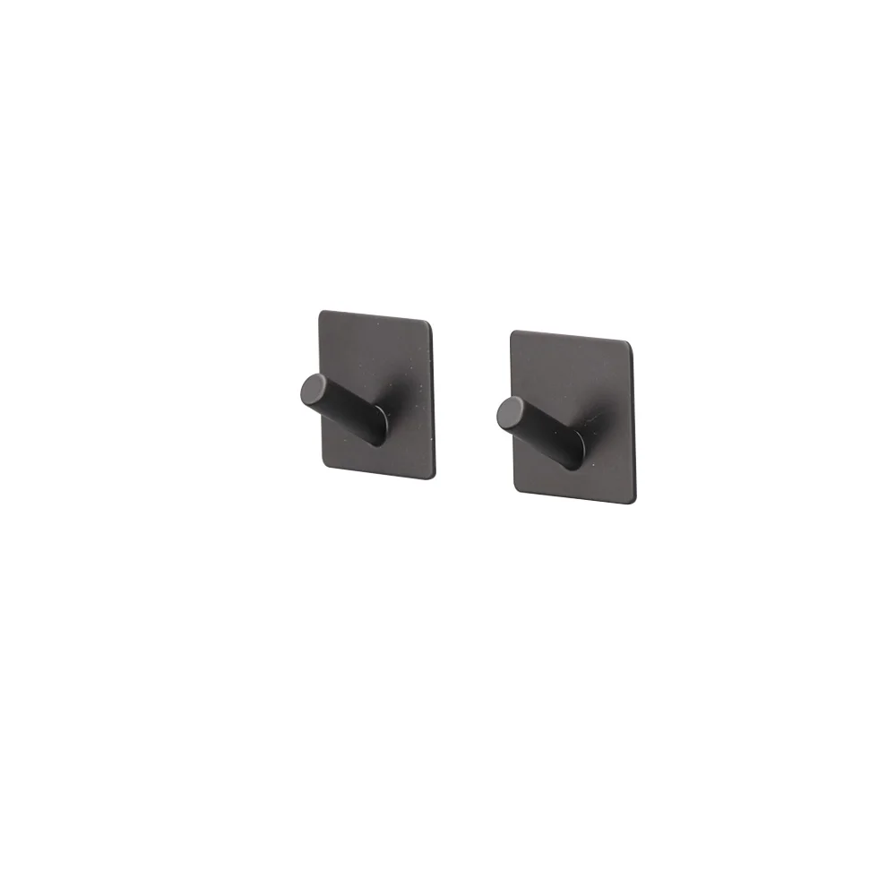 Adhesive Towel Hooks Matte Black Stainless Steel Waterproof Wall Hooks with Strong Adhesive Tapes