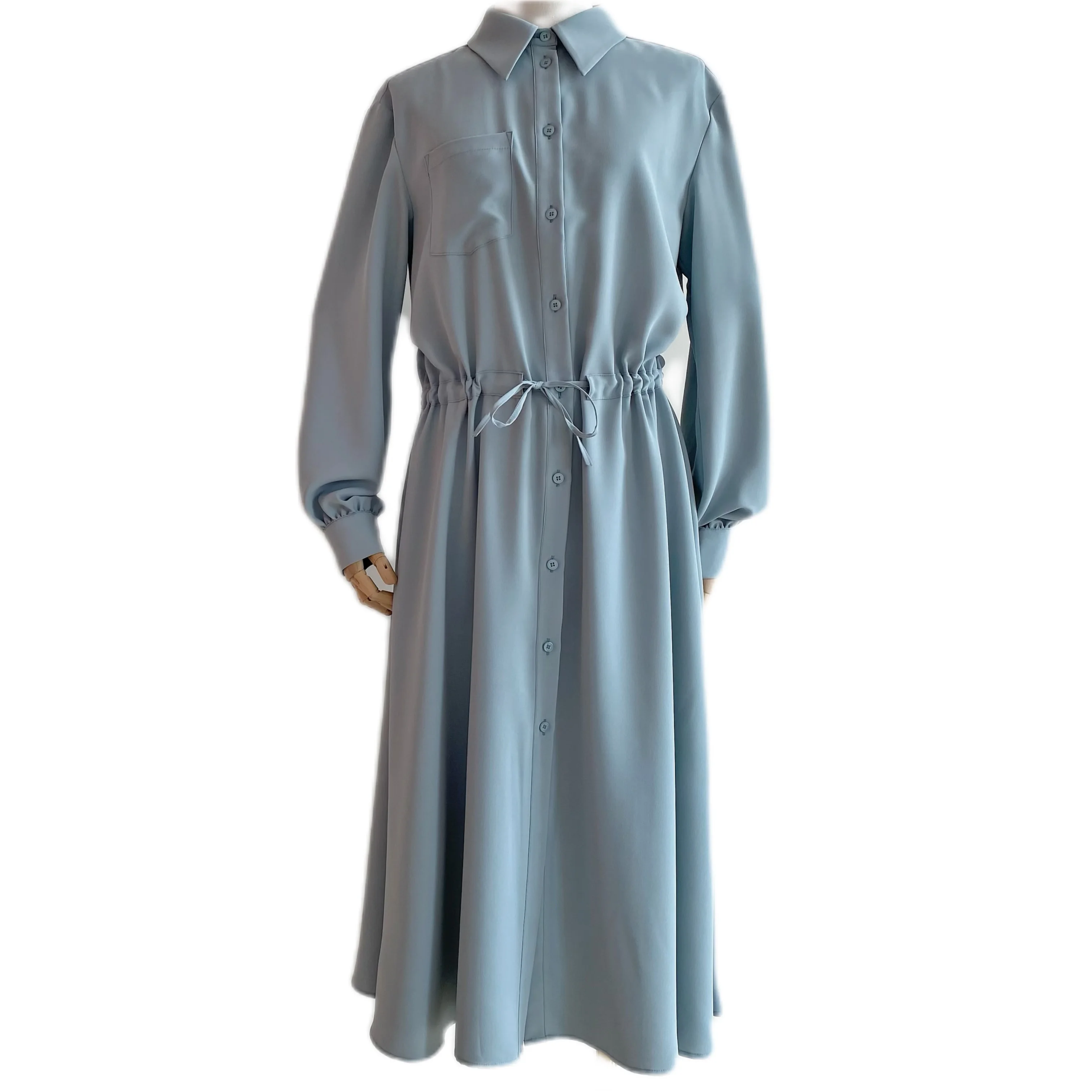 Fashion style 2022 turn-down collar woman high waist dress