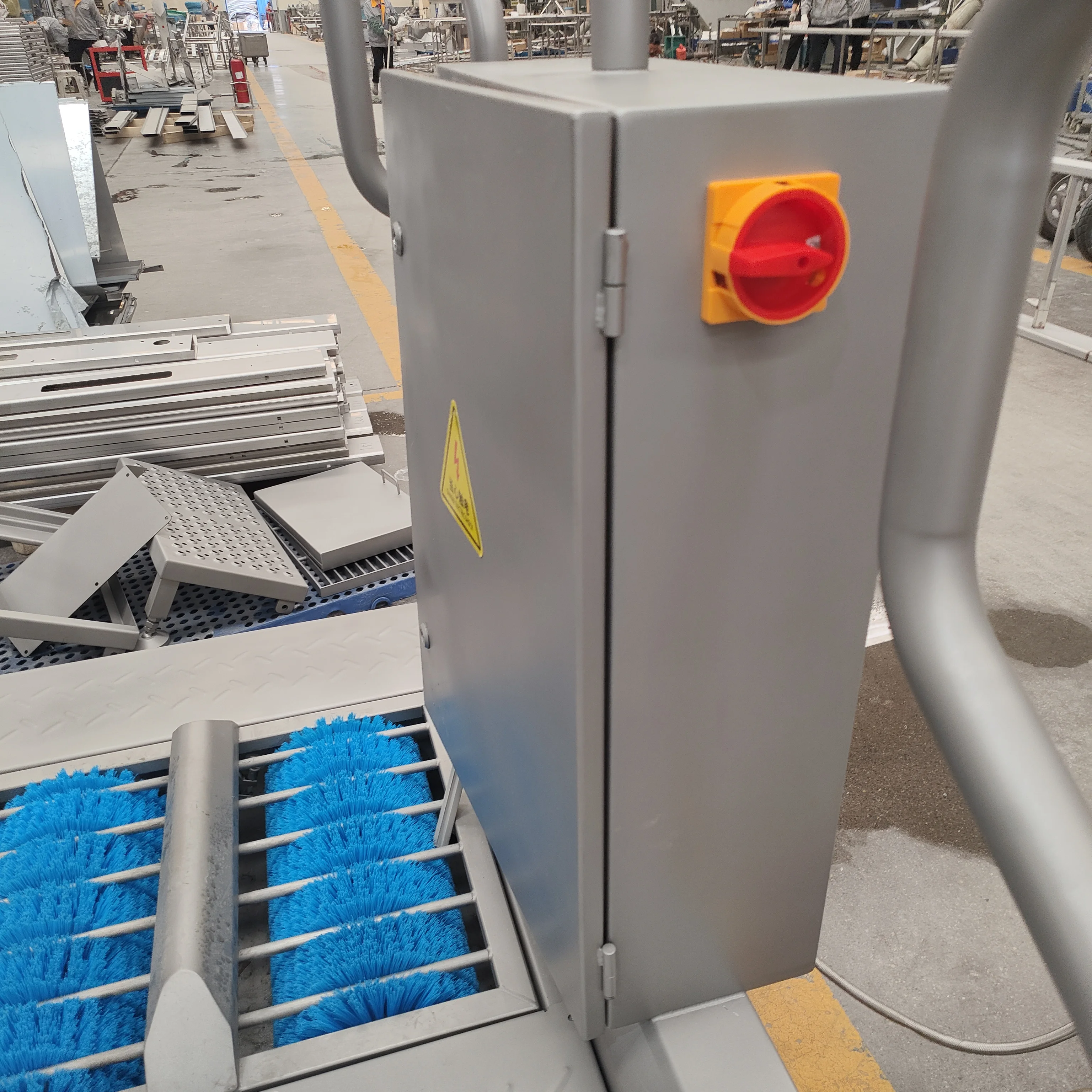 Optimal efficient personal hygiene boot wash shoe sole cleaner with industrial sanitary access control and hand disinfection