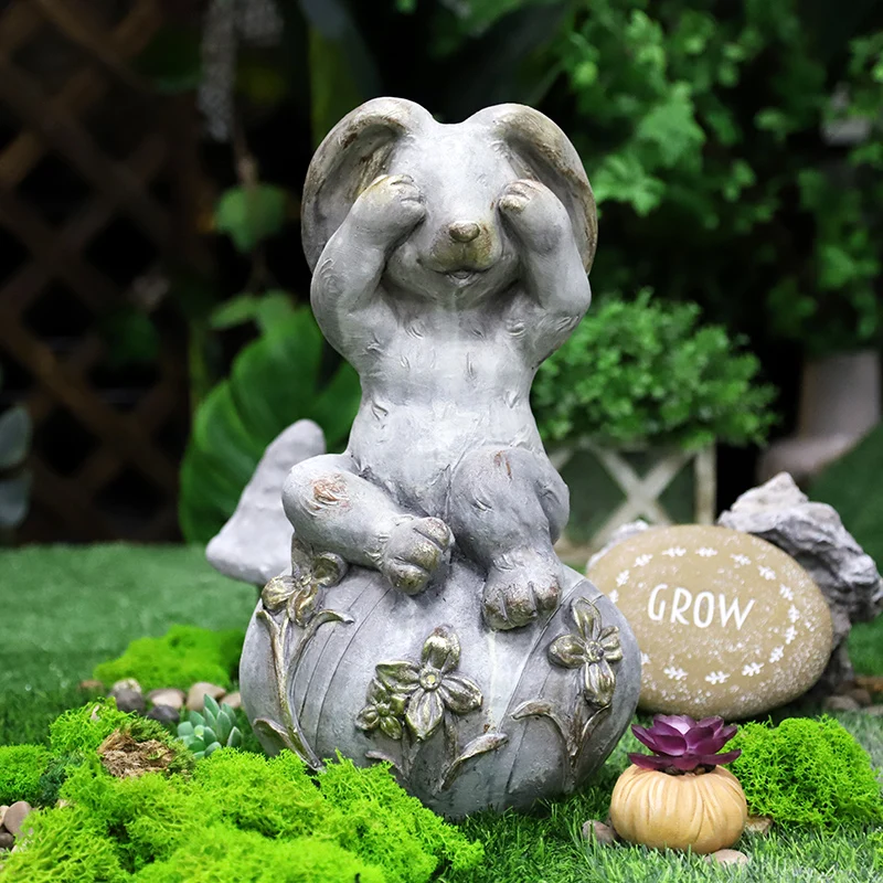 Redeco Wholesale Easter Bunny Gnomes Resin Crafts Cute Witch Gnome Magnesium Oxide Crafts For Gifts Home Garden Decor