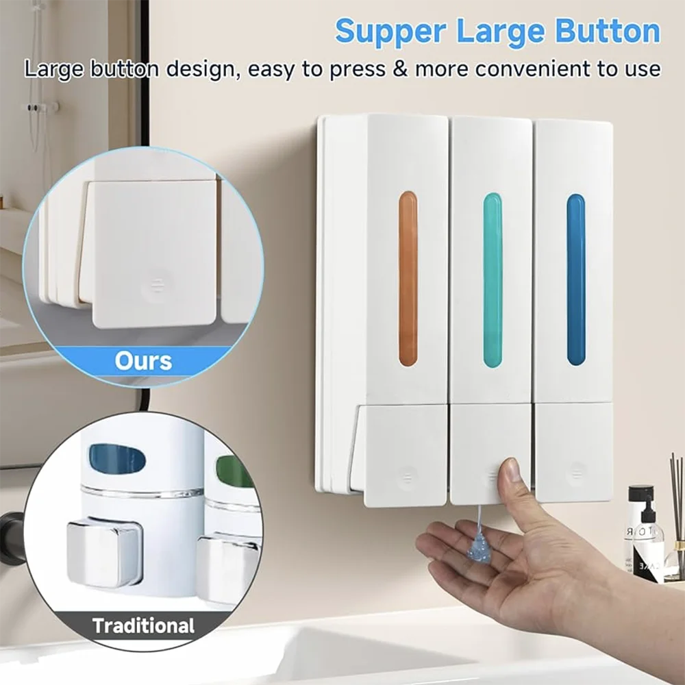 ZHUO AO wall mounted shampoo and conditioner shower soap dispenser soap set of 3 for hotel