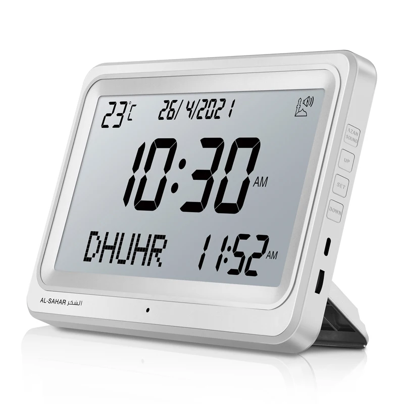 Digital Azan Clock l Timepiecewith Multi Athan Sound Date Week Temperature Prayer Times