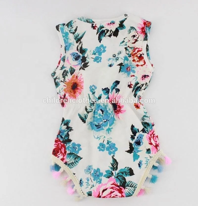 
Wholesale children clothes unique baby girl vintage printed tassels infant romper 