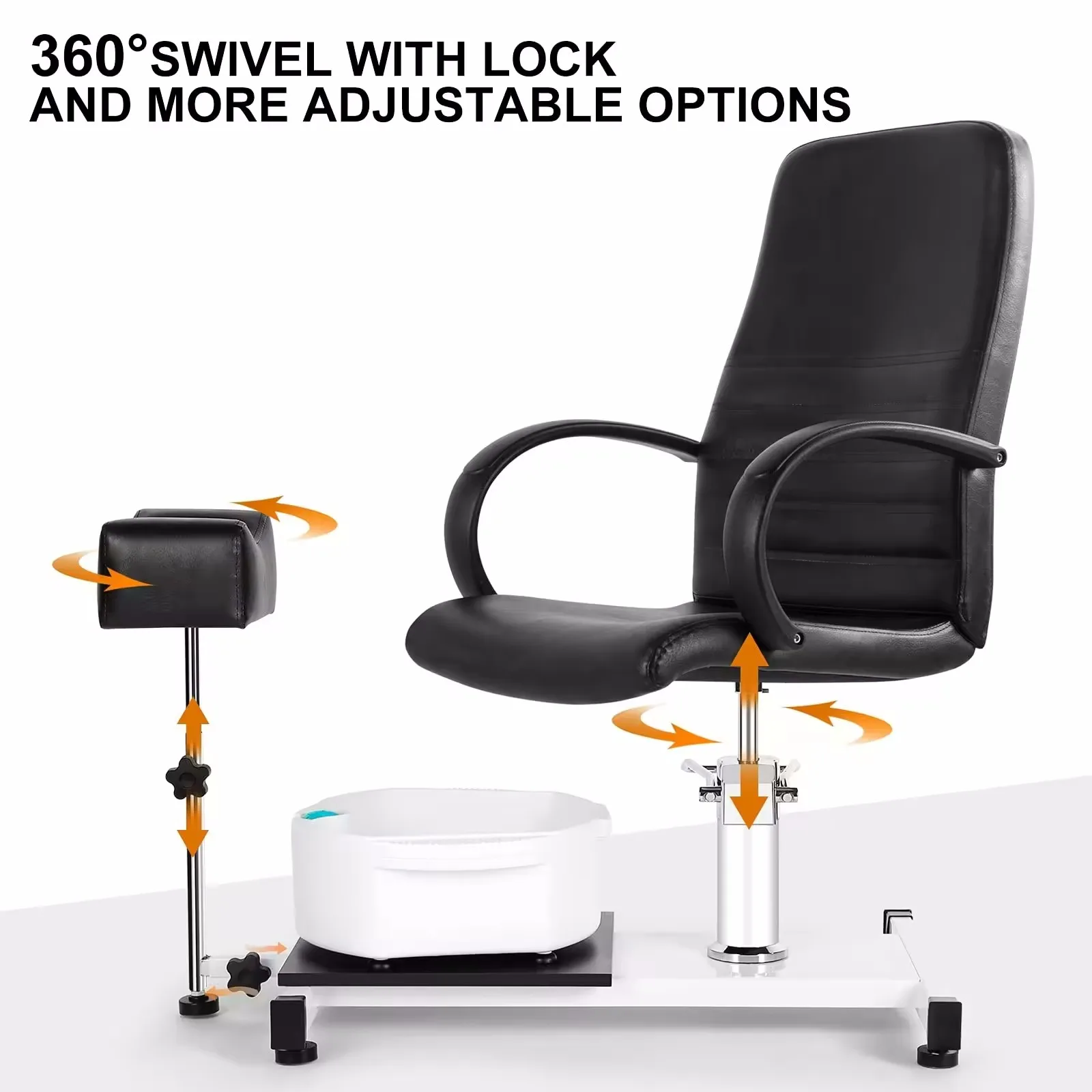 Black pedicure Chair with Rotating stool Hot Nail spa chair with massage bowl Durable barbershop equipment for sale