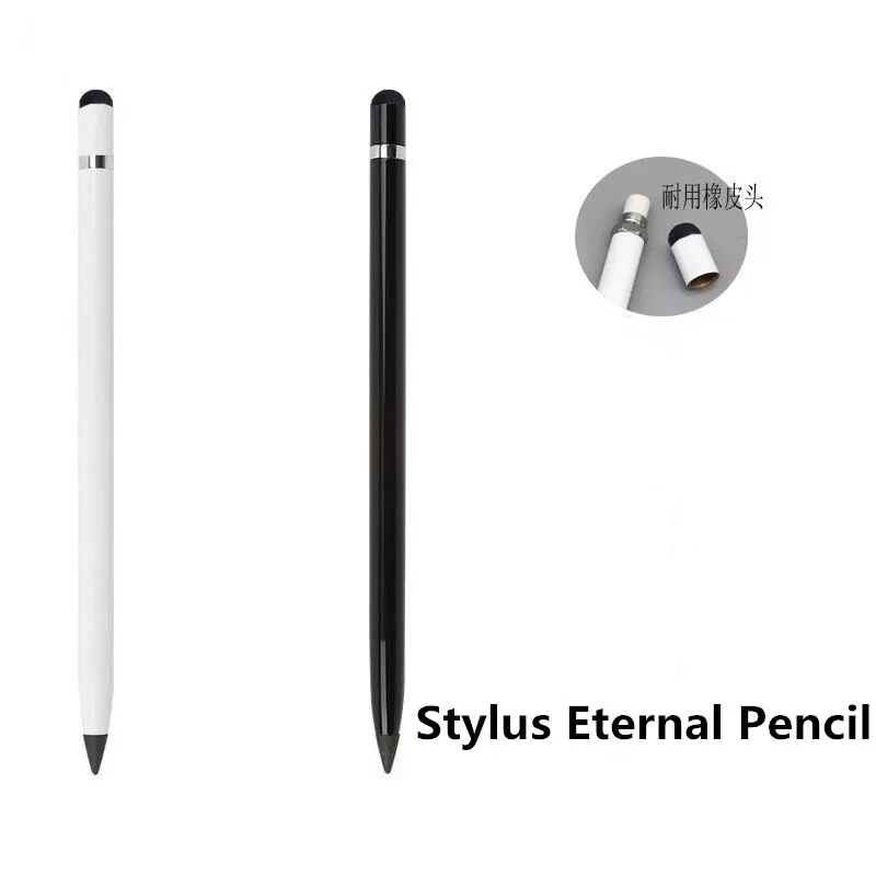 Wholesale Custom Logo Printing Ready To Ship Eternal Metal Pens HB Inkless Pen Pencil Eraser Inside For Writing Drawing