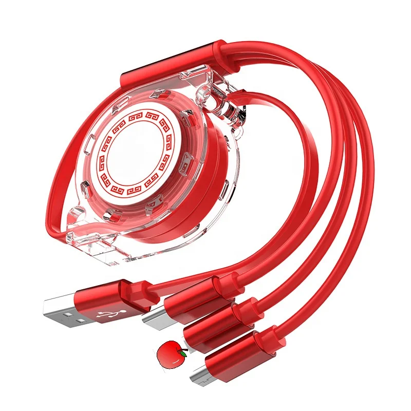 Wholesale Fast charge 3A Retractable USB 3 in 1 charging Cable