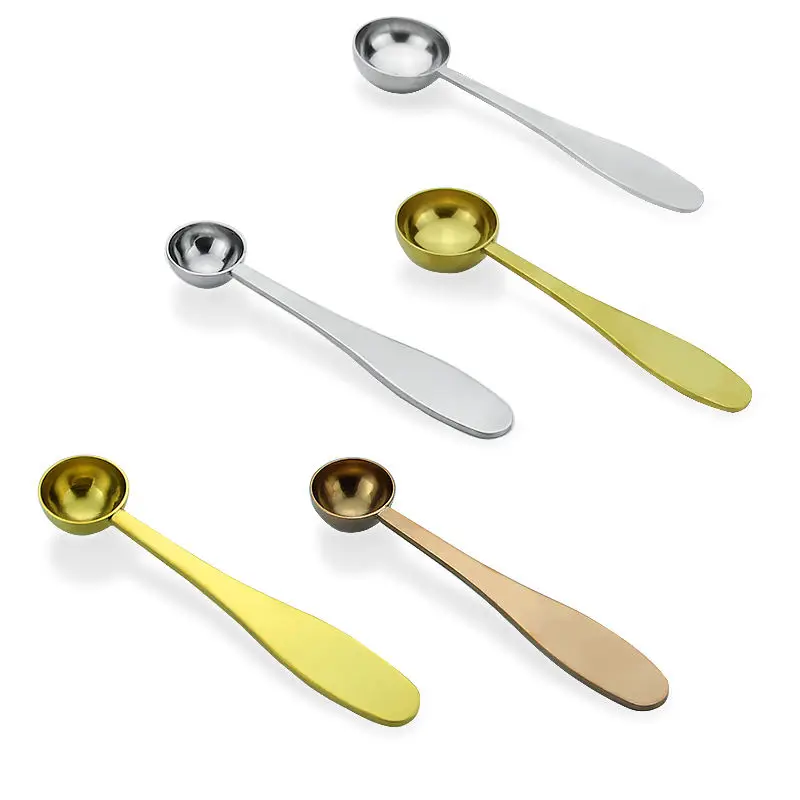 High quality Gold black Coffee Scoop Stainless Steel  Measuring Spoon long-handle for Coffee Tea Matcha