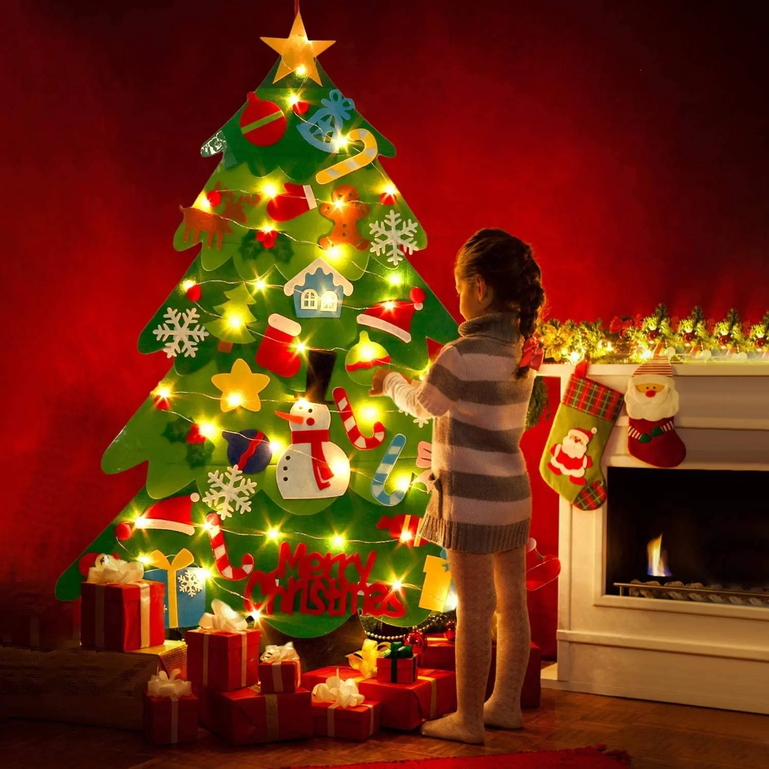 Christmas Tree, Felt Christmas Tree for Todders DIY Felt Tree with 33pcs Ornaments for Kids Christmas Decoration