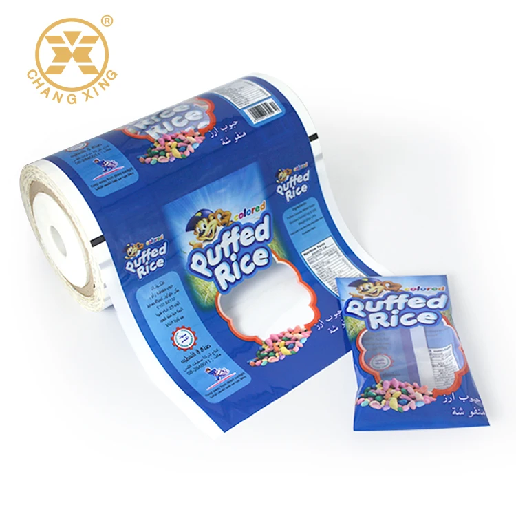 China Factory Hot Sale Puffed Rice Plastic Packaging Film Rolls Custom Printed Plastic Food Wrapping Film