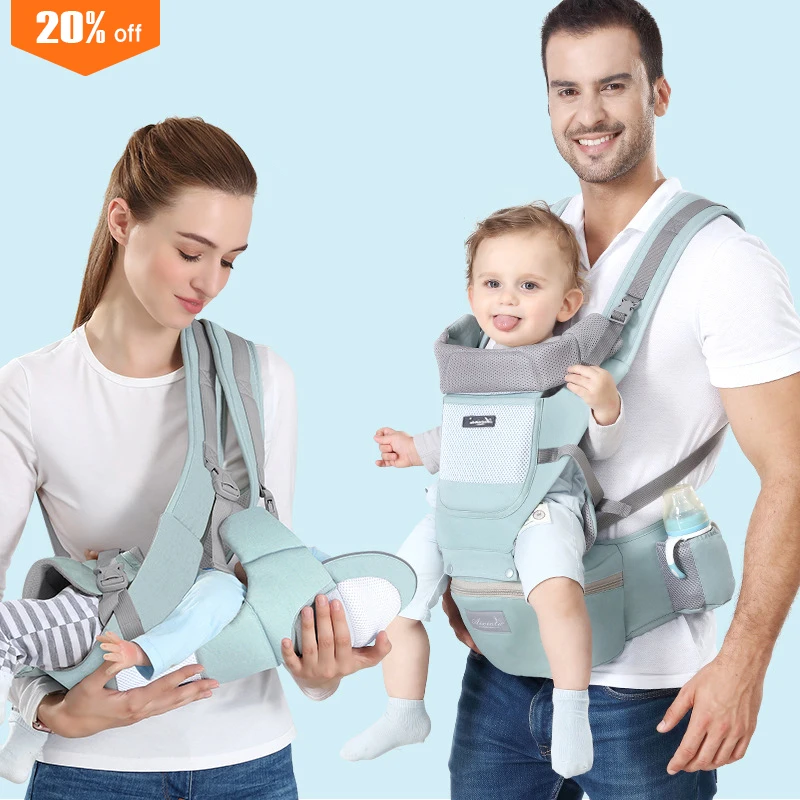 
Newborn Organic Cotton Travel Child Carrier, Adjustable Hipseat Ring Sling Ergonomic Holder Backpack Hiking Wrap Baby Carrier 