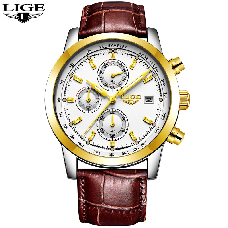 2021 New Gifts Set With Watchlige Fashion Mens Watches Top Brand Luxury 30m Waterproof Quartz Watches For Men LIGE 9859