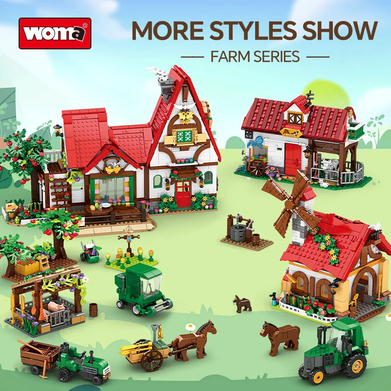 Woma Toys 12107 Cattle Ranch Farm Toys Set Bloque De Madera With Animals Figurines