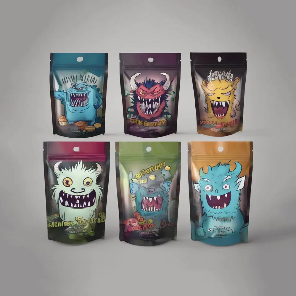 Food Zipper Pouch Stand Smell Proof Gummy Packaging Custom Mylar Plastic Bags