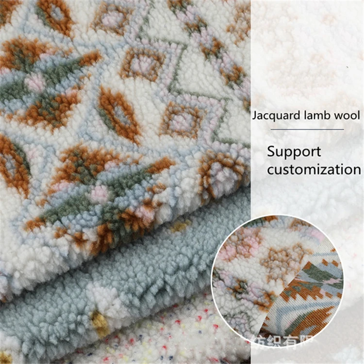 
New wholesale jacquard grain lamb cashmere autumn and winter home clothes Pajama sweater toy hometextile fabric 