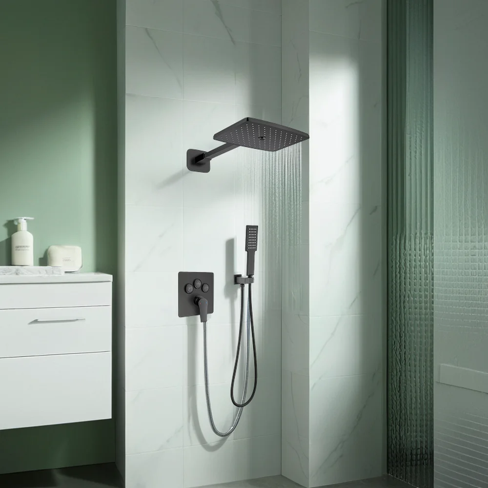 Bathroom Concealed Built-in 2-way Rainfall Shower Set Shower Head Square Stainless Steel Modern CN;GUA