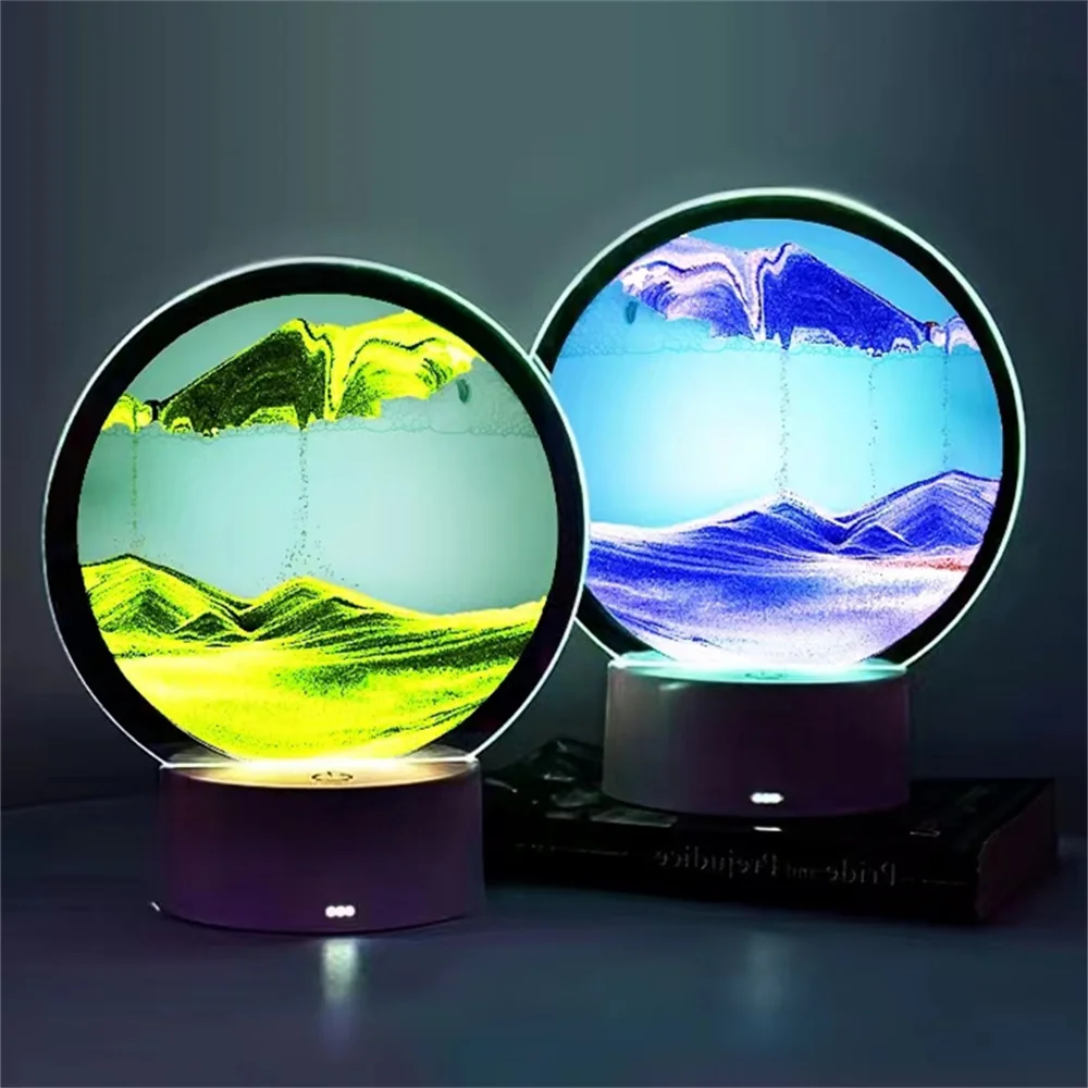 Художественная настольная лампа Liusha RGB цветные Меняющие цвет зыбучие пески рисование светильники Креативные 3D лампы для песочных часов настольные