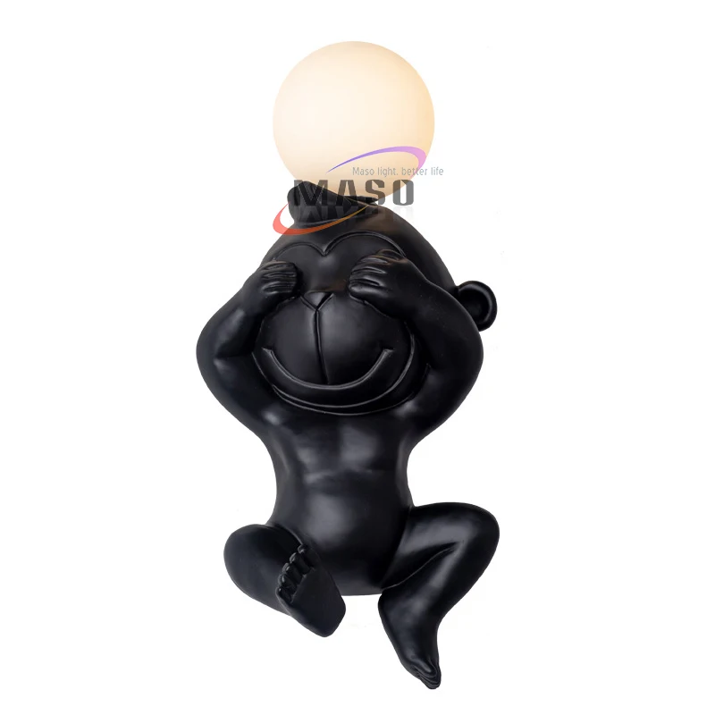 wholesale resin led decorative monkey wall lamp e27 holder made in China