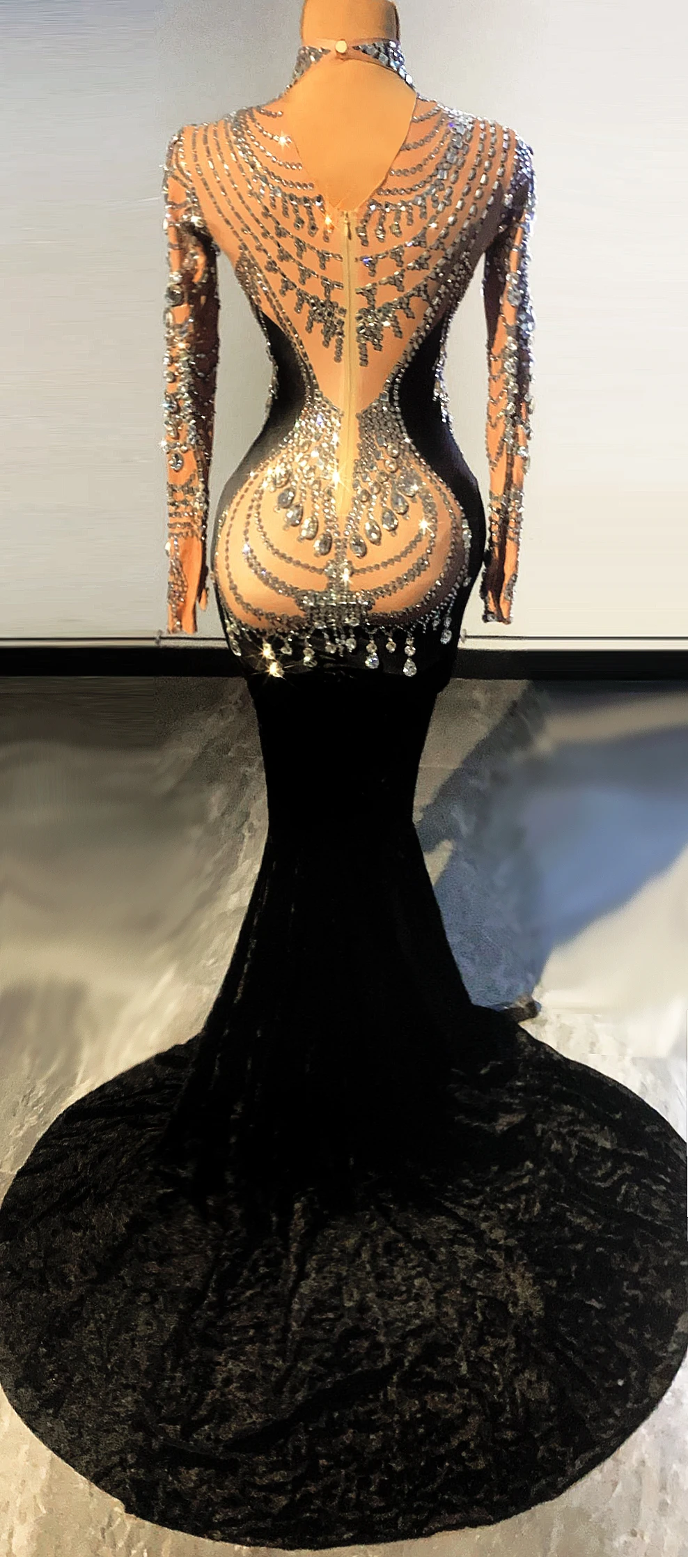 New Fashion Long Dresses Women Party Evening Long Evening Crystal dresses